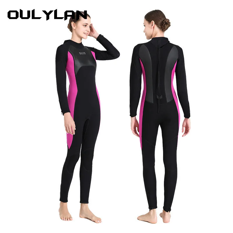 

Women One-Piece Wetsuit Long Sleeve Wetsuit 3MM Neoprene Full Body Wetsuit Surf Fenders Swimsuit