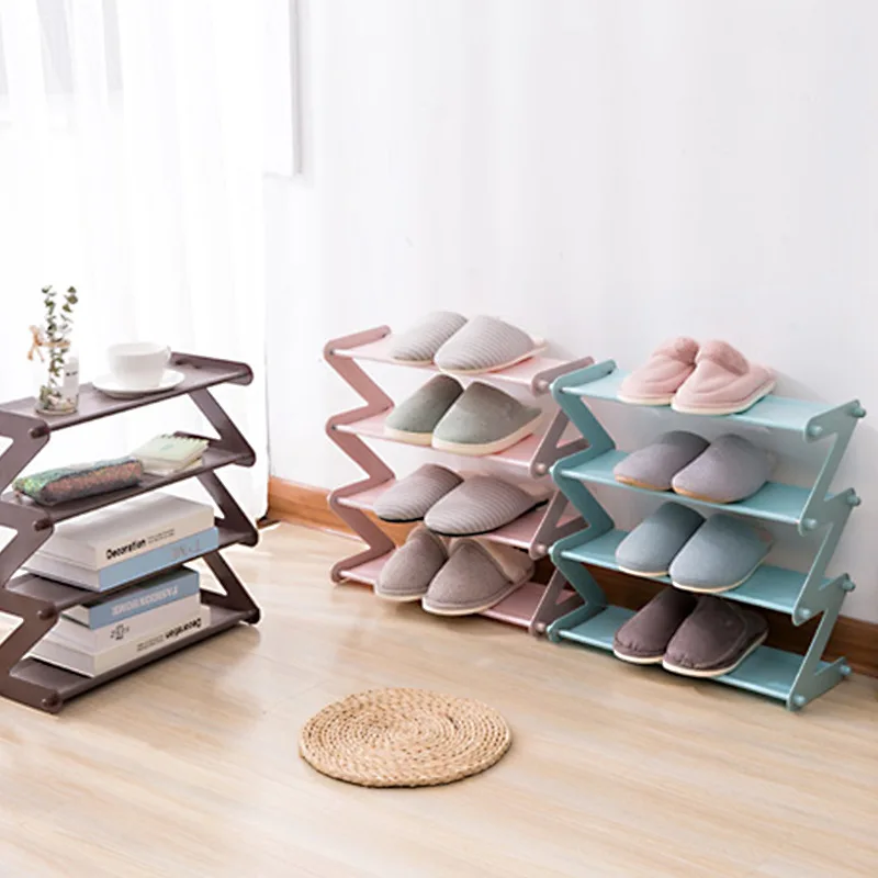 1pcs Tier Z-shaped Shoes Rack Shelf Organizer Holder Door Removable Multi-layer Shoes Storage Cabinet Furniture 4 Colors Holder