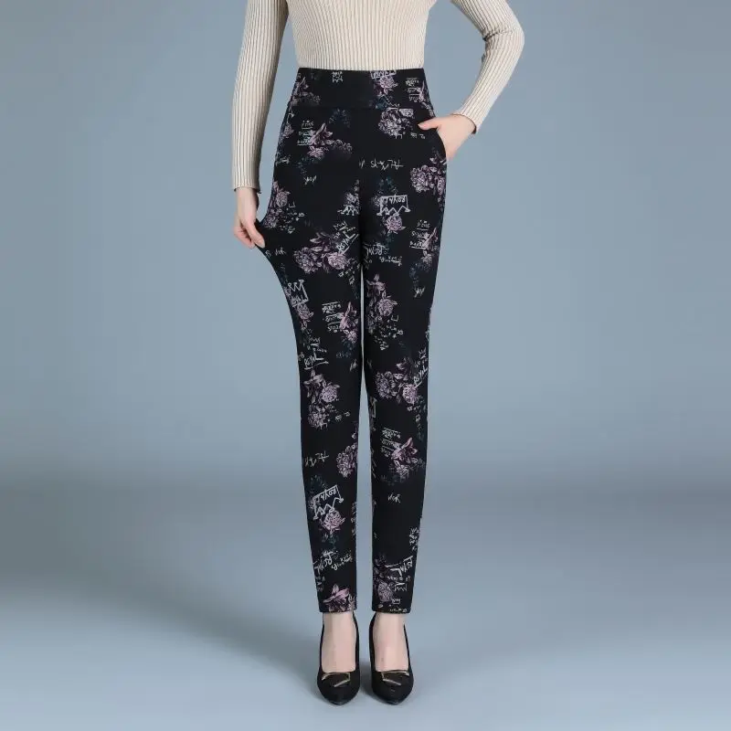 

2023 New Autumn Winter Warm Leggings Women Sexy Slim High Waist Skinny Legging Female Print Velvet Fleece Leggings Tops W1