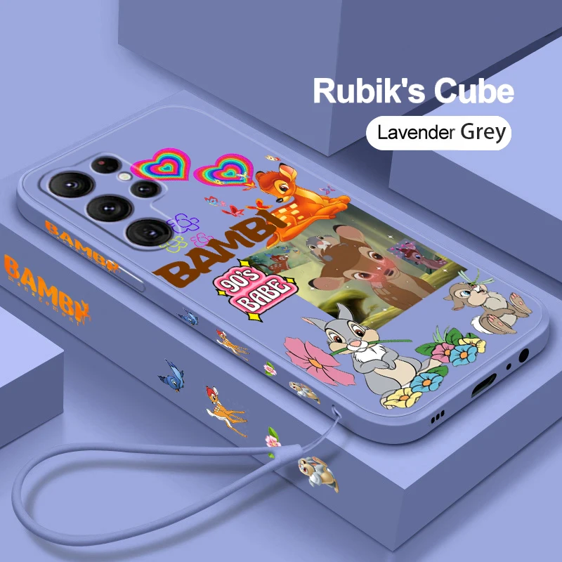 

Disney Fawn Bambi Cool Phone Case For Samsung Galaxy S23 S22 S21 S20 FE S10 Plus Lite Ultra 4G 5G Liquid Left Rope Cover