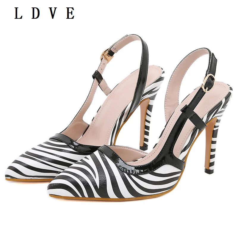 

Туфли-лодочки женские с ремешком-зеброй, пикантные туфли на шпильке, с ремешком с пряжкой, заостренный носок, лето