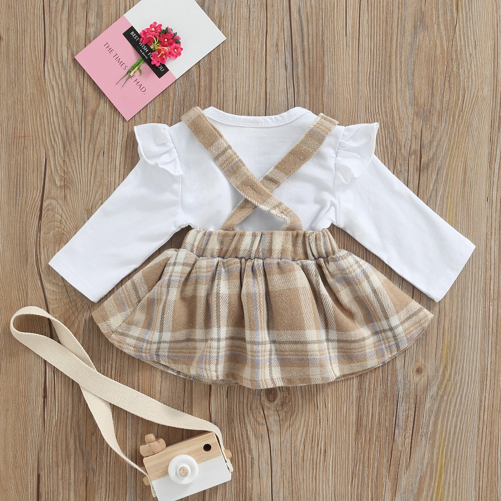 Костюм из двух предметов для маленьких девочек комбинезон с оборками и длинным