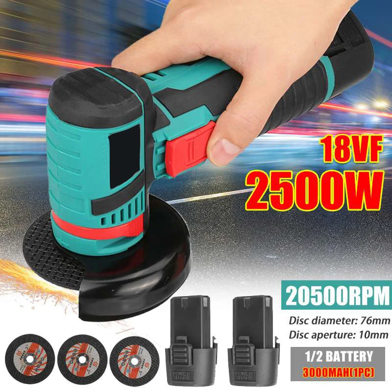 

20500 об/мин 2500 Вт мини бесщеточная угловая шлифовальная машина Беспроводная фотобатарея с аккумулятором 18VF электрические режущие электроинструменты