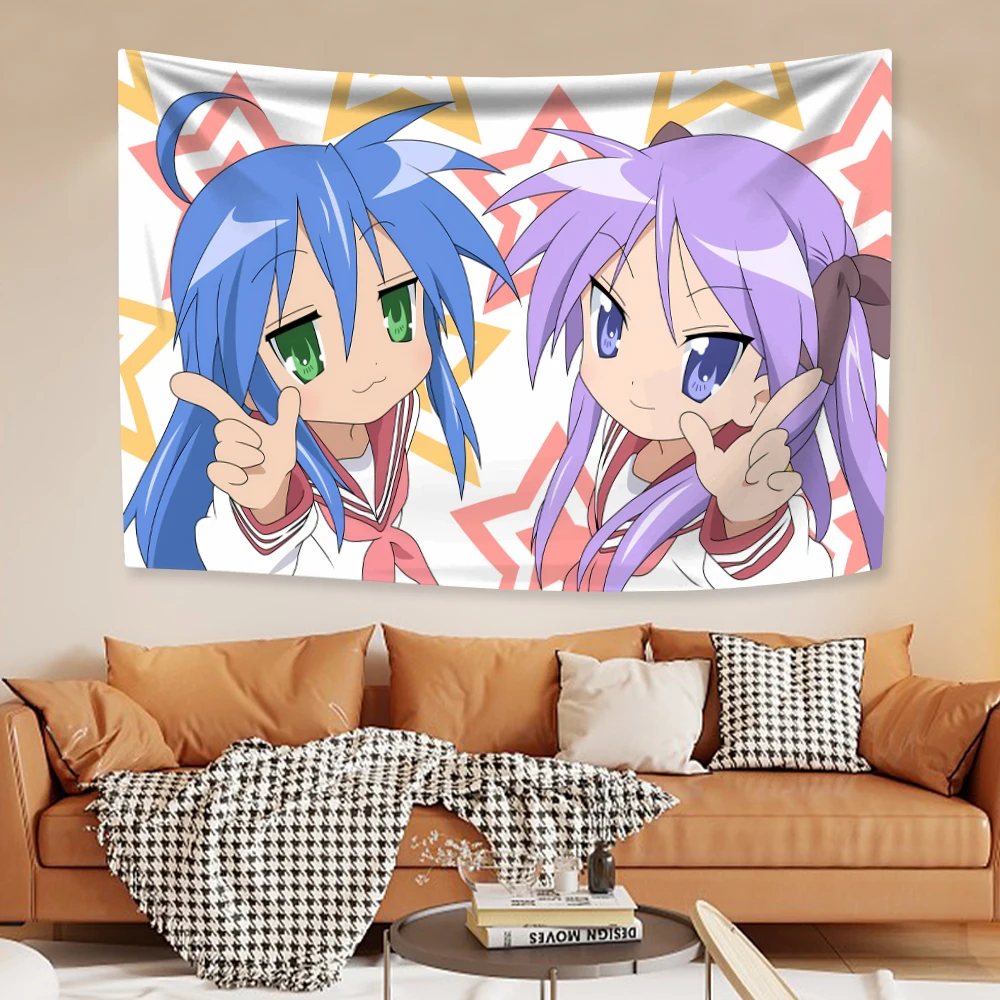 

Каваи Аниме гобелены Счастливая Звезда Идзуми Коната Японский Домашний декор Настенные ковры Фон для спальни Подарок другу