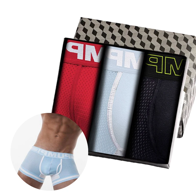 

3Pcs Fashion Cotton Gay Sexy Men Underpants Boxers Shorts Quick Dry Trunks Man Underwear Boxer Men's Panties Free Shipping