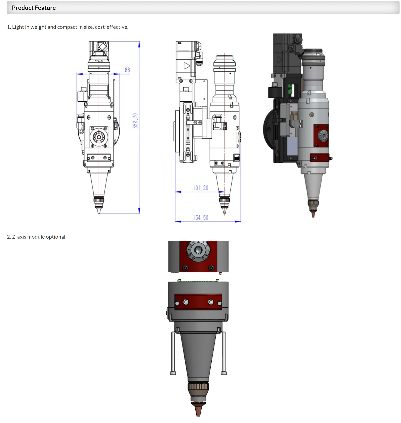 Высокоточная 2КВ 3D режущая головка OSPRI MINI201 Лазерная