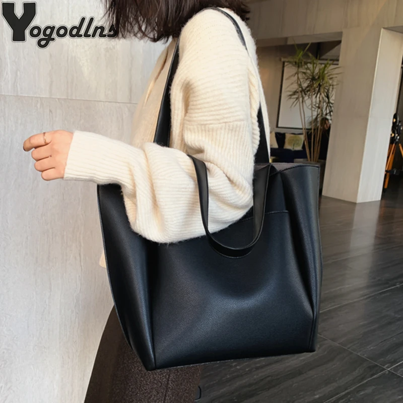

Women's Bag Large Capacity Shoulder Bags High Quality PU Leather Handbags and Purse Female Retro Tote Bags Sac A Main Femme