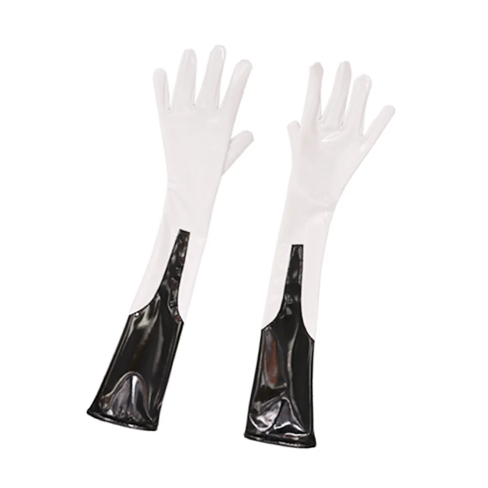 

Women Lady Charming Personalized Gloves Long Stage Performance Black White Stylish New