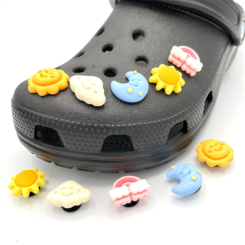

New Original Cute Cloud Rainbow Moon Pattern Badge Shoe Charms For Child Croc Clogs Ornament DIY Decoration Slippers Accessories