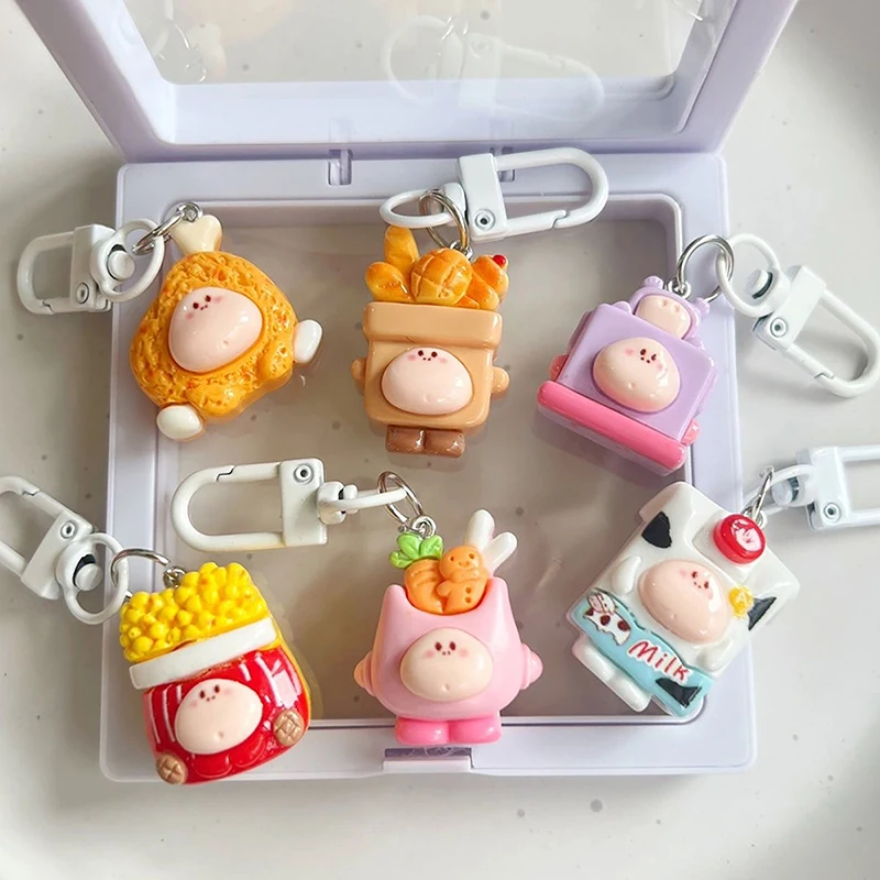 

Cute Food Play Doodle Face Keychain Bag Backpack Pendant Charms Accessories Car Key Chains Holder DIY Keyring Phone Charms Gifts