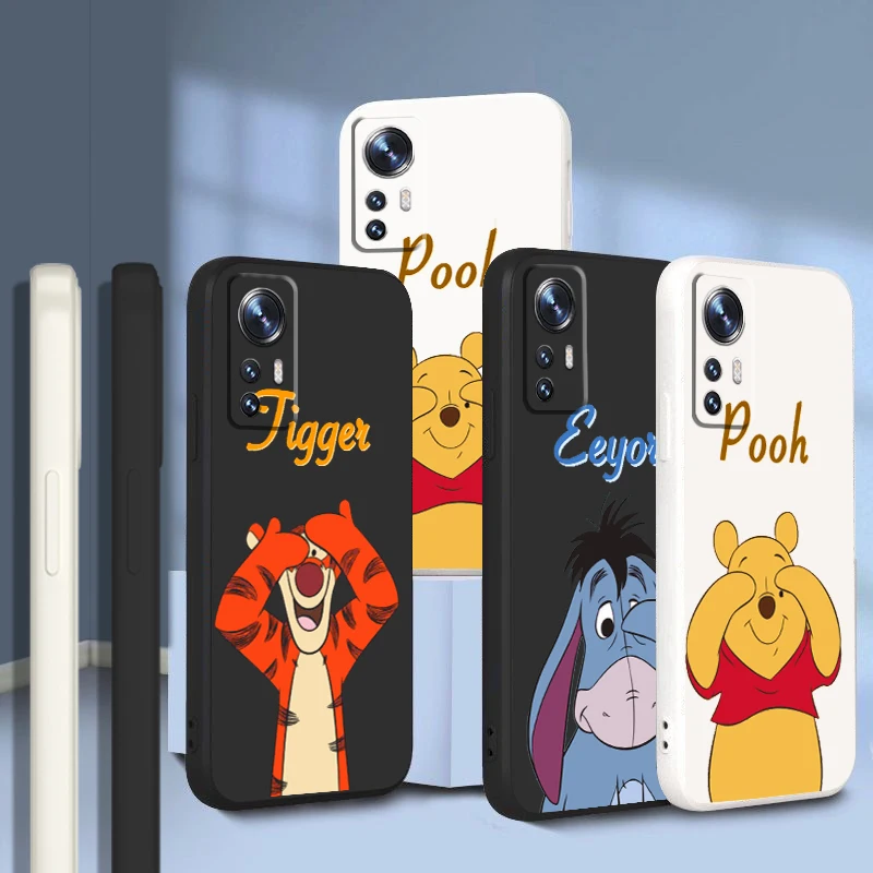 

Winnie the Pooh Cute Phone Case For Xiaomi Mi 12 11 11T 10 10T 9 9SE Lite Pro Ultra A3 Liquid Rope Candy Color Cover Coque Capa