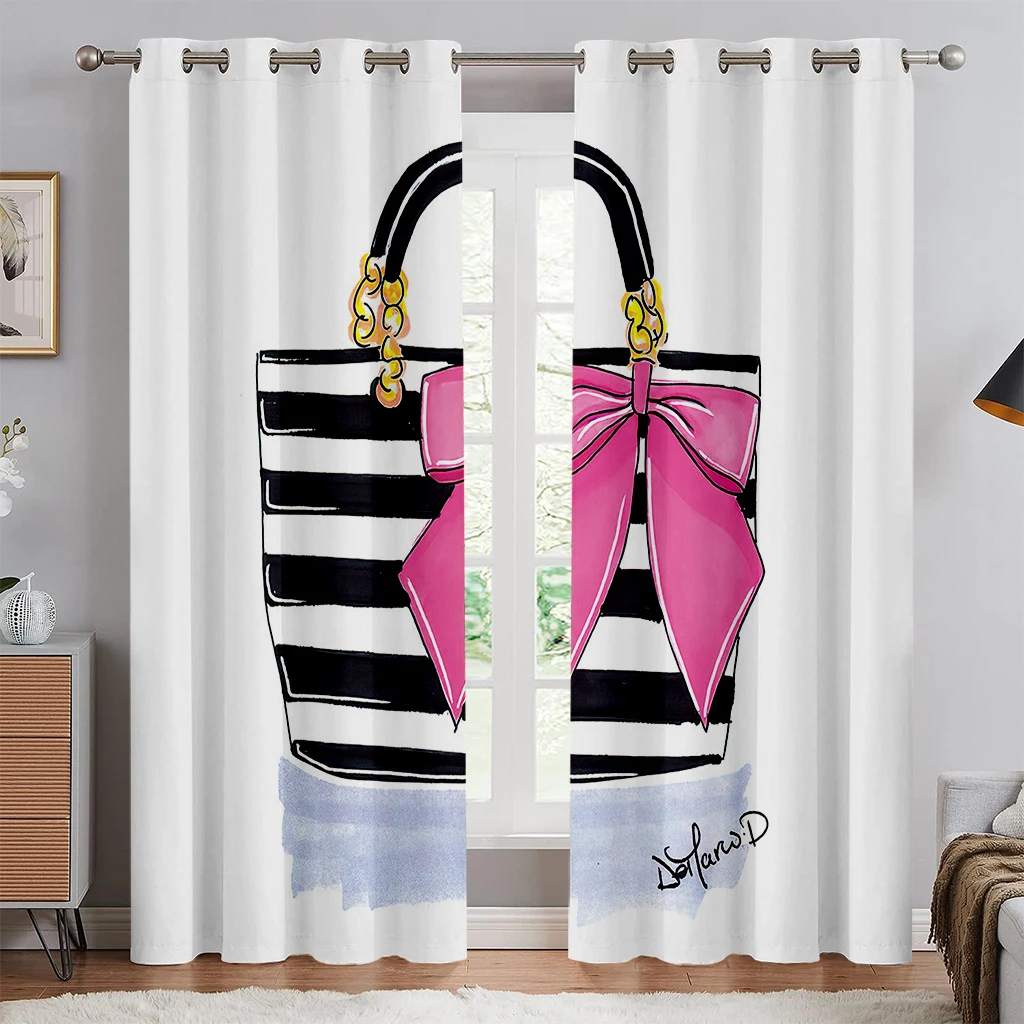 

Pink Girl Book Perfume Digital Printing Curtains Modern Simple Style Suitable for Bedroom and Living Room Home Decoration 2pcs