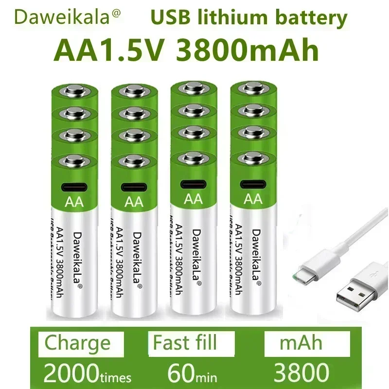 Быстрая зарядка аккумуляторная батарея 1 5 В AA1 3800 мАч сменная литиевая