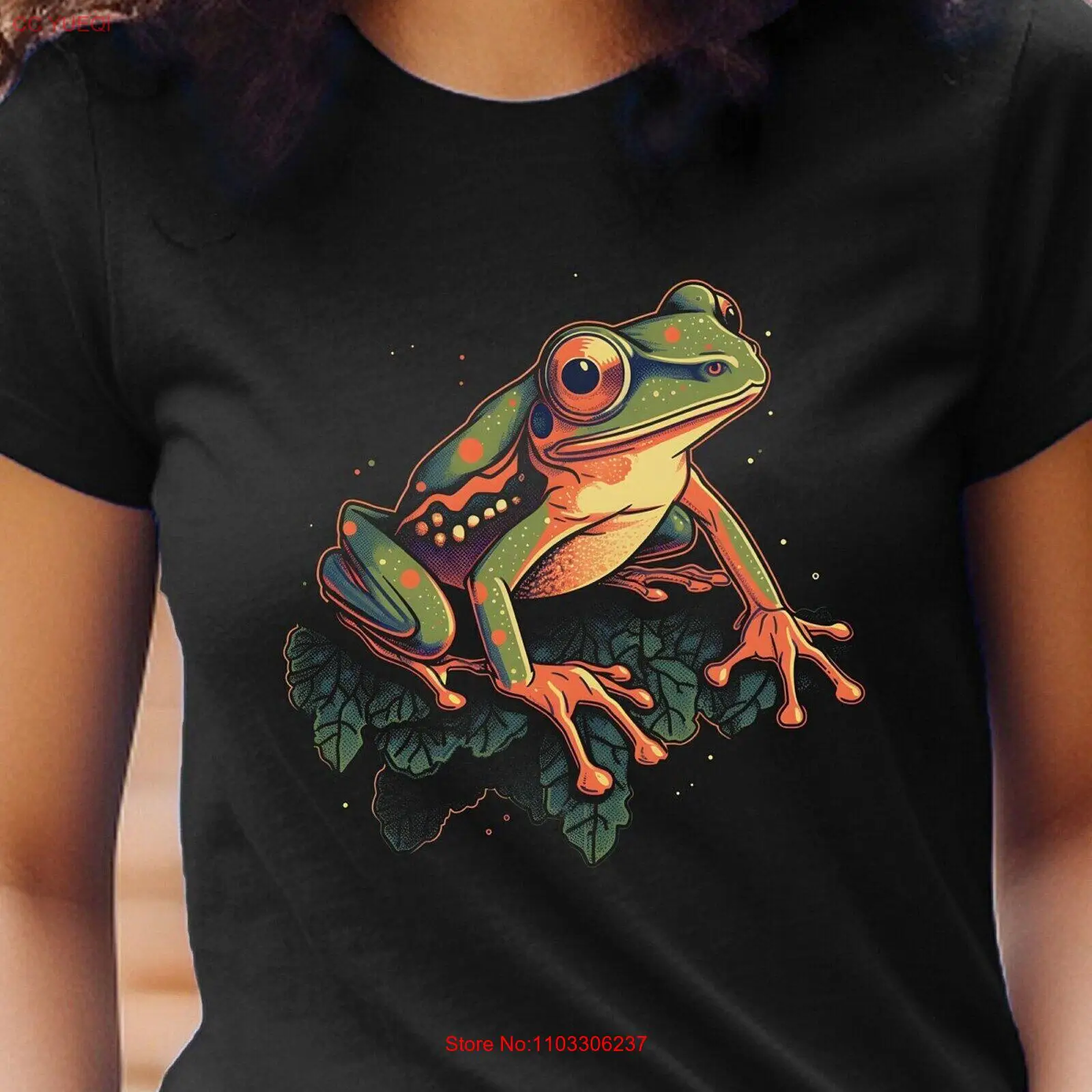 Футболка с рисунком дерева лягушки