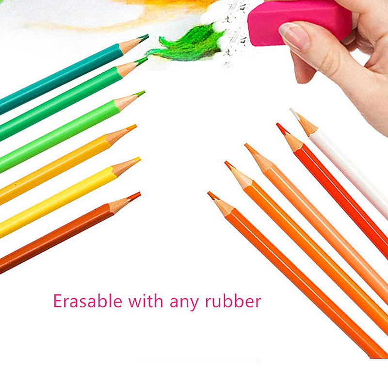 

Набор стираемых карандашей, 24 цвета, треугольный стержень, цветные карандаши для детей, школьный рисунок граффити
