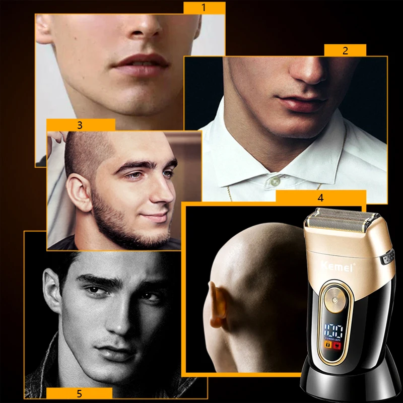 Мужской водонепроницаемый Аккумуляторный триммер для бороды Kemei бритва с