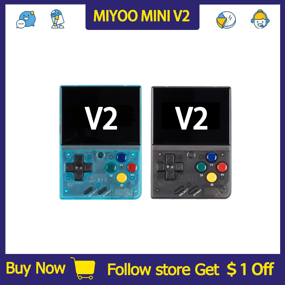 

Портативная игровая консоль MIYOO MINI V2, 2,8 дюйма, IPS экран, операционная система Linux, классические игры, рождественский подарок