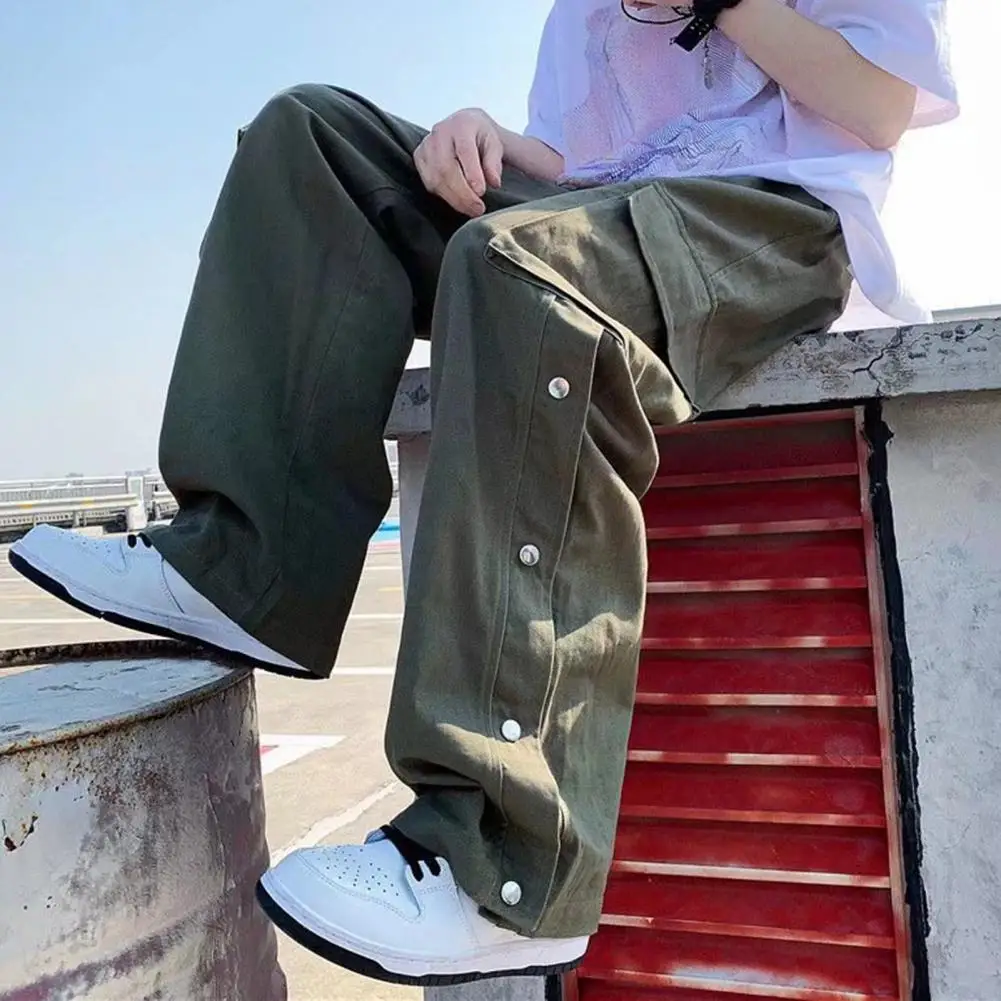 

Брюки-карго мужские прямые с поясом на резинке