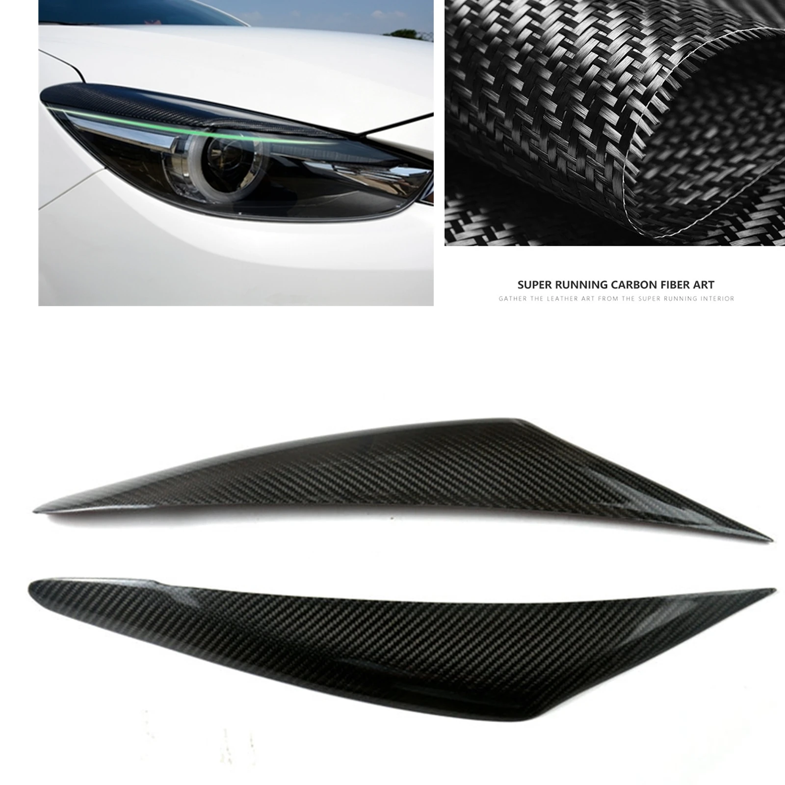 

Для Mazda 3 Axela 2017-2018 реальное углеродное волокно Передняя головка искусственная лампа крышка Фонарь налобный фонарь для бровей