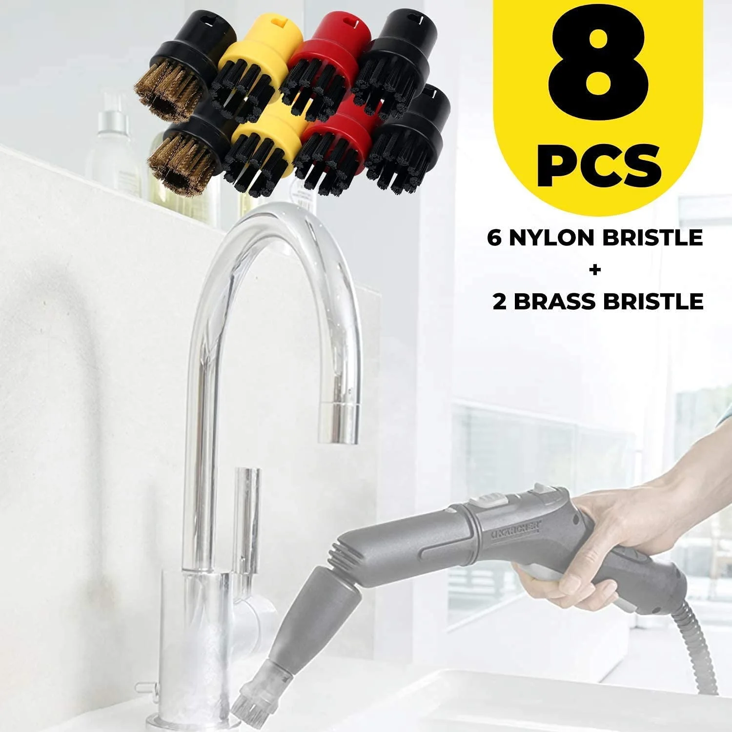 8 шт. нейлоновая + латунная проволочная щетка насадки для пароочистки