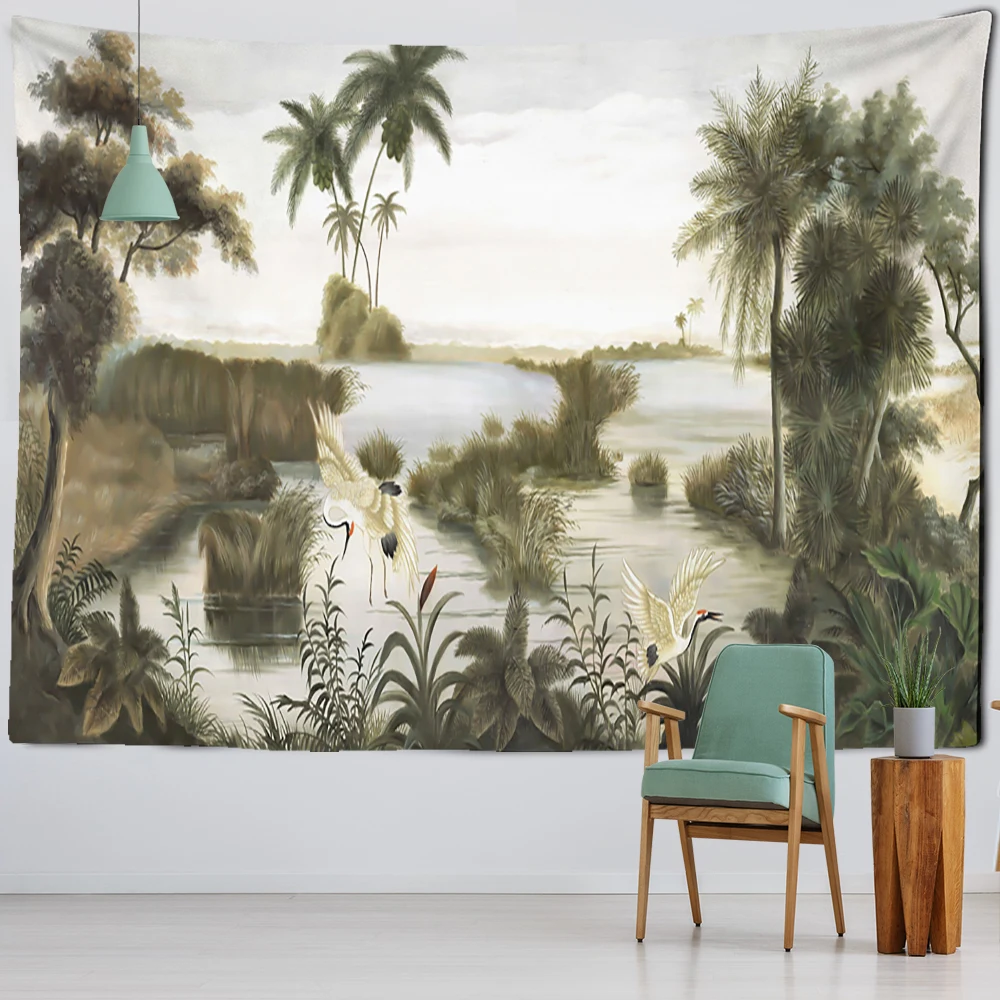 

Redcrowned Crane Vintage Tapestry Decoration Pictures Room Wall Tapestries Garden Decoration Wall Decoration Mural Tapestries