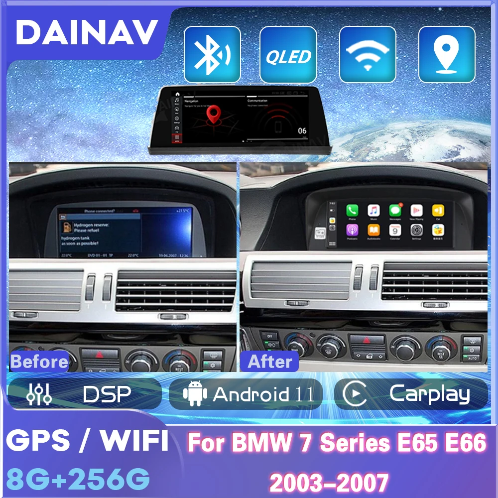 

Автомобильный радиоприемник на Android 11 для BMW серий 7 E65 E66 2003-2007, новый стационарный экран, мультимедийный видеоплеер с GPS-навигацией
