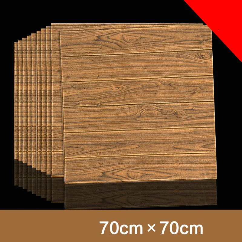 

10pcs 3D Wood Wall Stickers Self-adhesive Ceiling Decorative Stickers Living Room Bedroom TV Background Waterproof Wallpaper