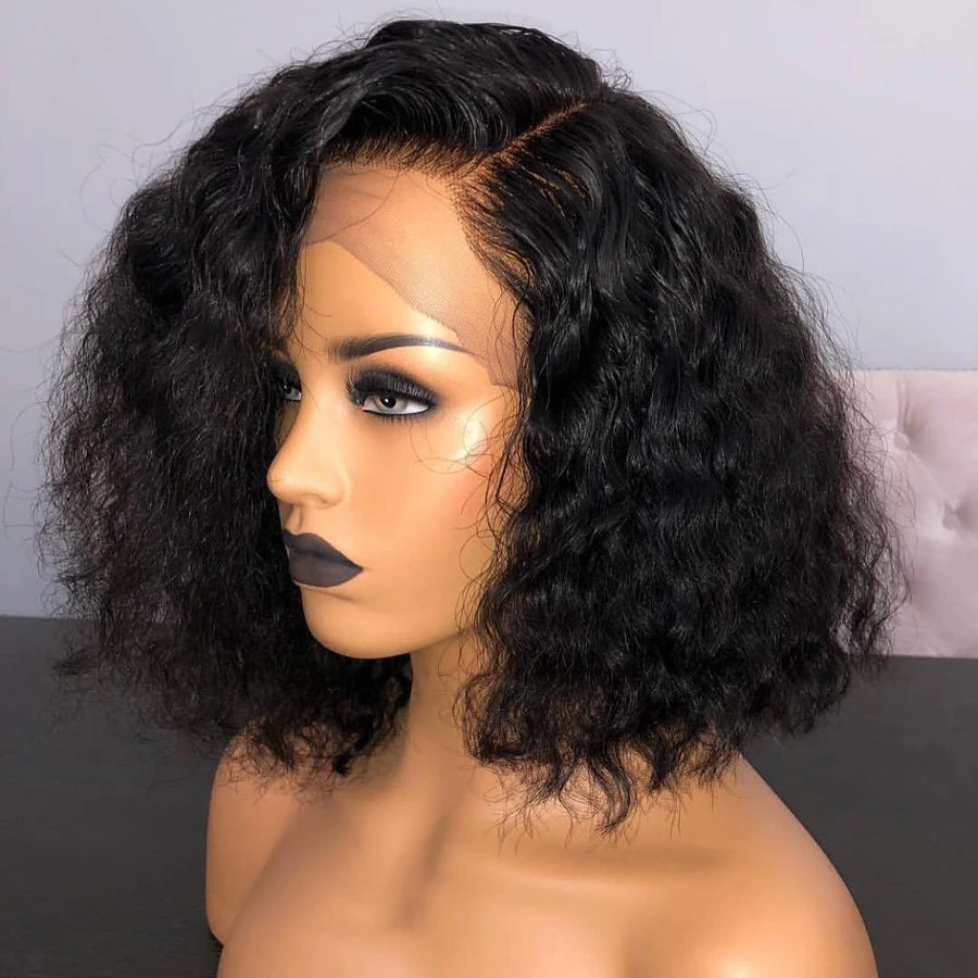 Short Curly Bob Wigs Brazilian Bob Lace Front Wigs Pre-Plucked 13x4 Lace Front Human Hair Wigs For Women Remy Bob Human Hair Wig