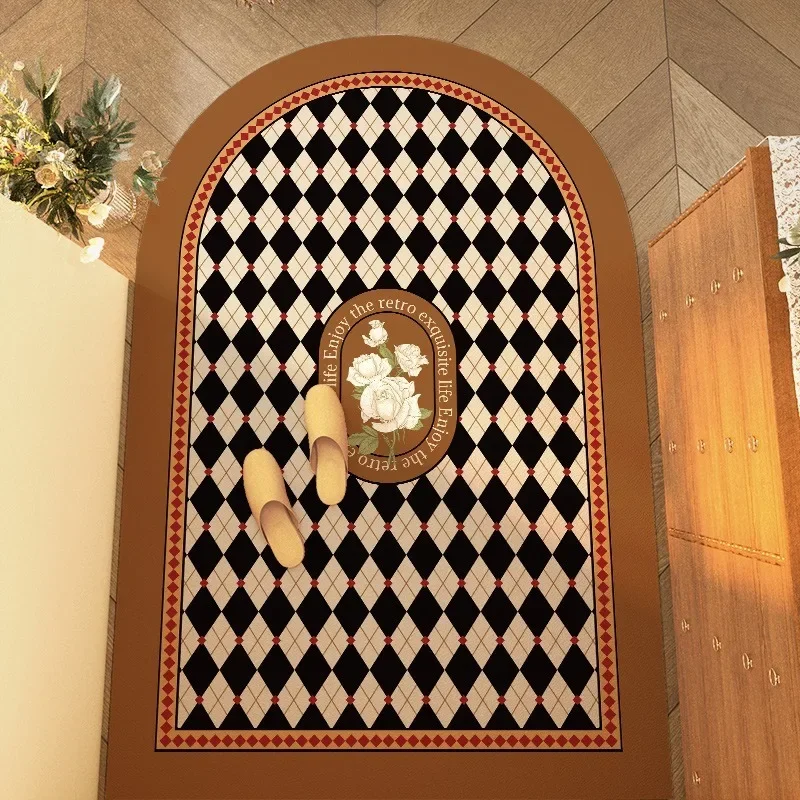 Коврик для двери кабинета спальни полукруглый ковер с цветочным принтом в