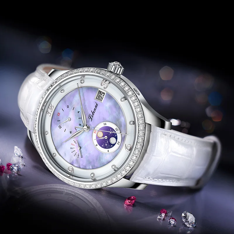 2022 New Design Women Watches Elegant White Shell Dial Diamonds Reloj Mujer Automatic Mechanical Watches Luxury Relogio Feminino enlarge