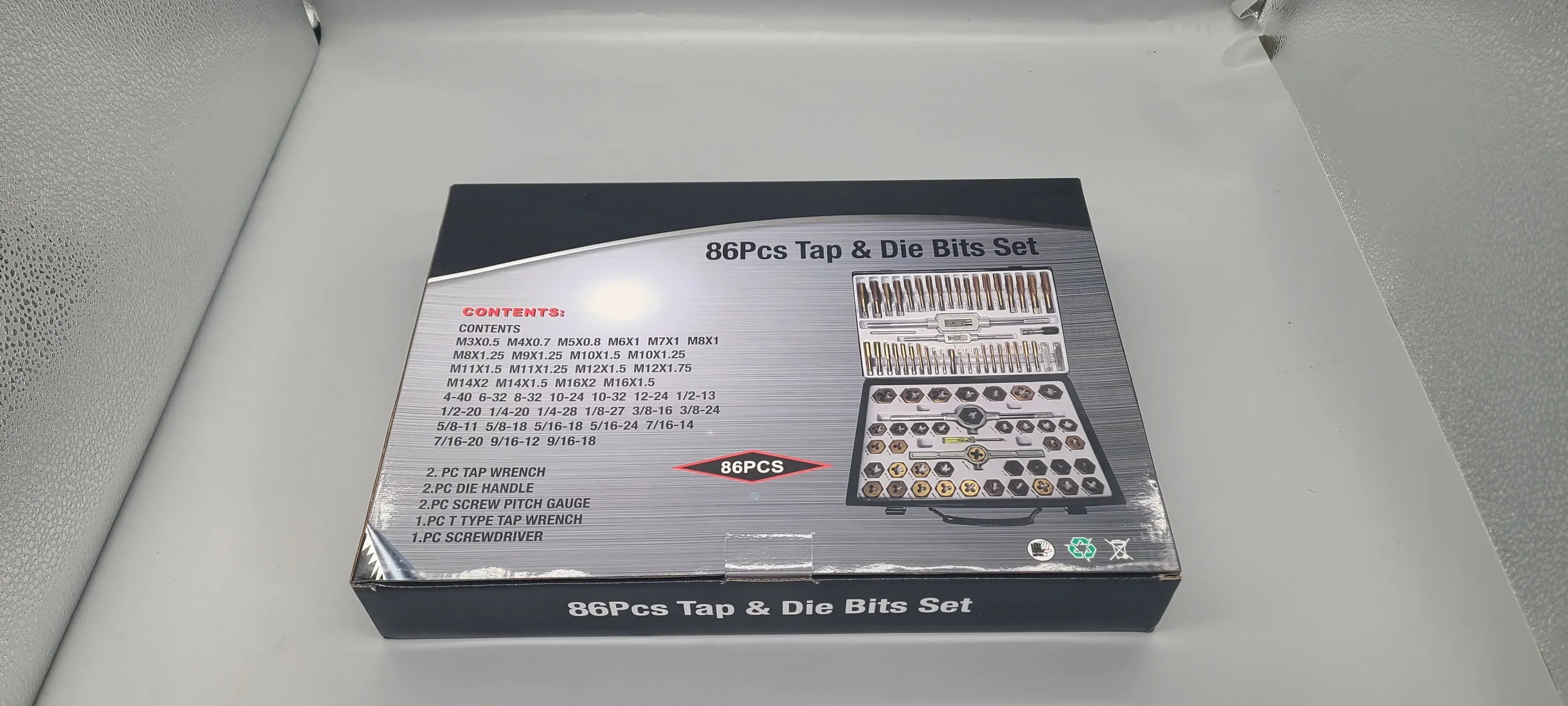 86-компонентный метрический метчик и набор инструментов для резки резьбы