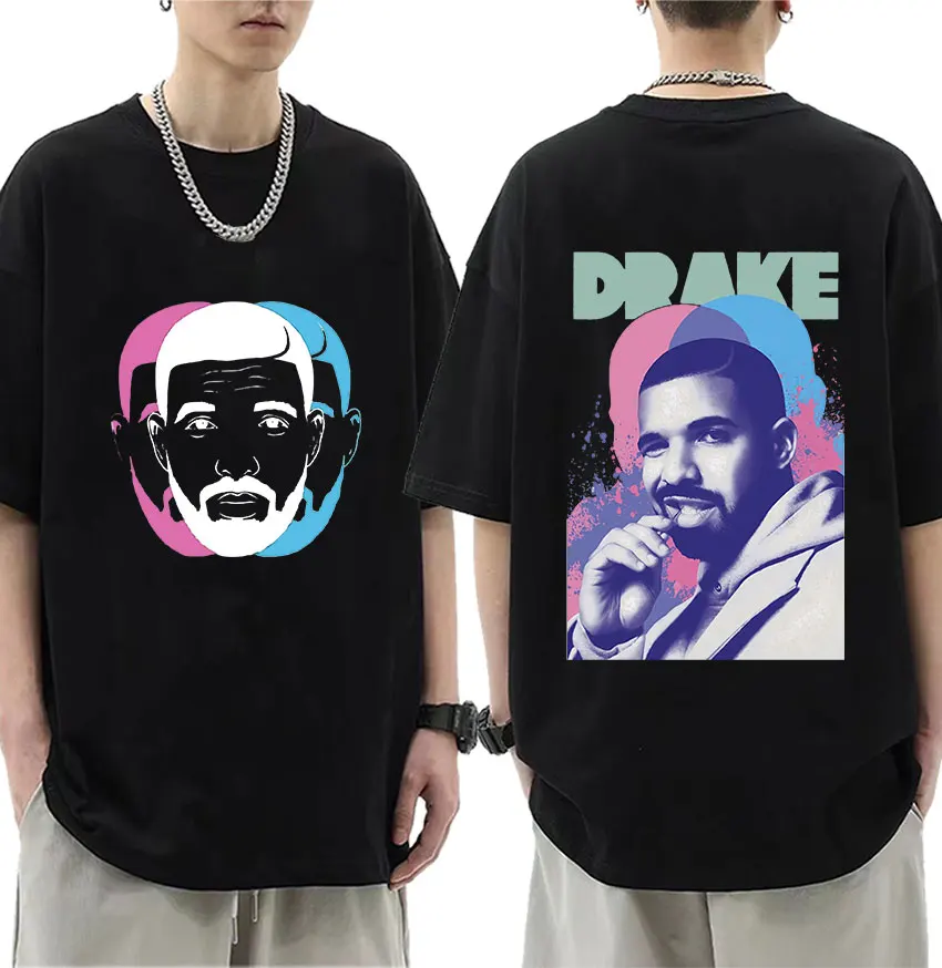 

Футболка мужская с принтом рапера Дрейка, модная винтажная тенниска с графическим принтом, Модная хлопковая майка оверсайз в стиле хип-хоп, уличная одежда