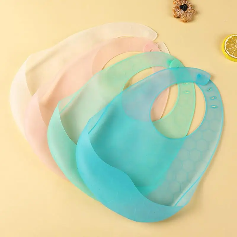 

1PC Lunch Apron Toddler Silicone Bibs Baby Kids Girl Boys Waterproof Saliva Solid Feeding Bib 4 Colors Baby Silicone Bib Aprons