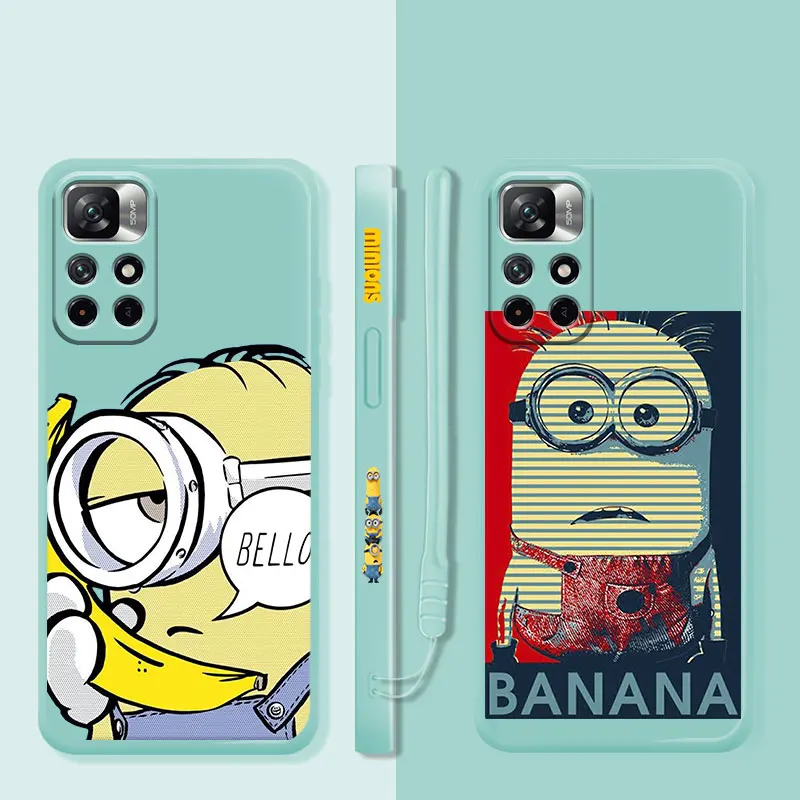 

Minions Banana Stuart Kevin Liquid Candy Phone Case For Xiaomi Redmi Note 11 11T 9 9S 8 10 Pro for Redmi 8 9T 9A 9C 10C K40