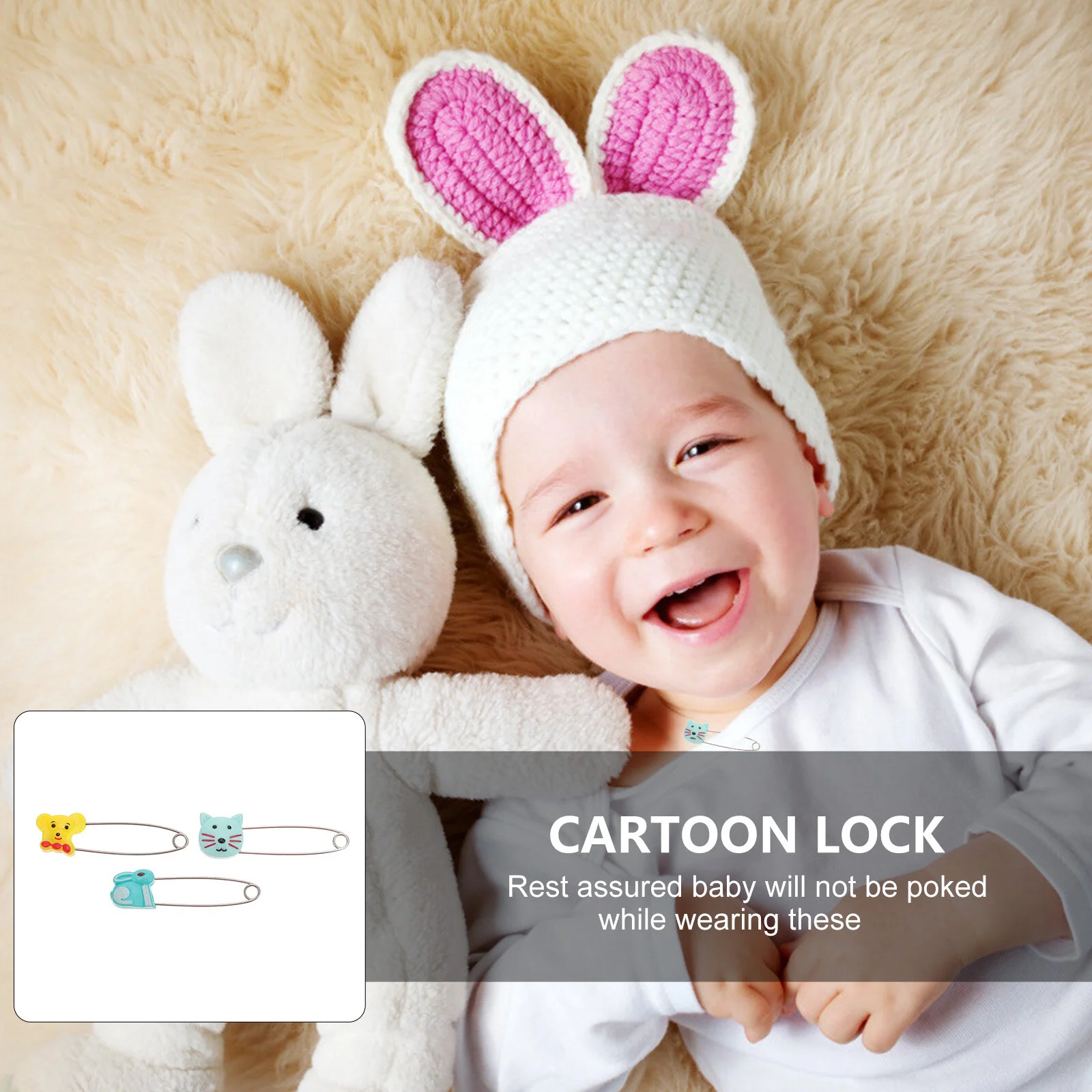 10 Pcs Pin Diapers Adult Baby Cartoon Bulk Safety Lock Abs Animal Buckle U-sharped