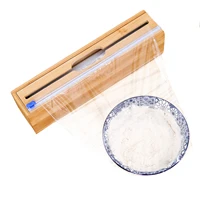 bamboo food wrap dispenser cutter refillable wood cling film cutter bamboo wrap roll holder for kitchen drawer countertop
