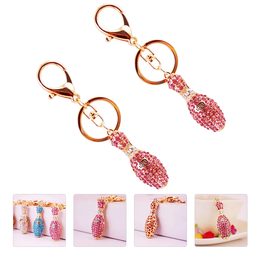 

Bowling Key Keychain Charm Chain Sports Party Baseball Weights Bat Gifts Crystal Rhinestone Keyring Keychains Ring Favors Pin