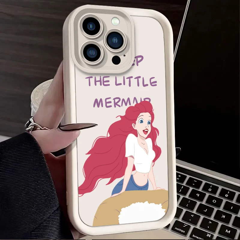 Disney Snow White Ariel Case for iPhone 16 15 14 13 12 11 Pro Max XS X XR 8 7 6S 6 Plus SE 2020 Liquid Silicone Shockproof Cover