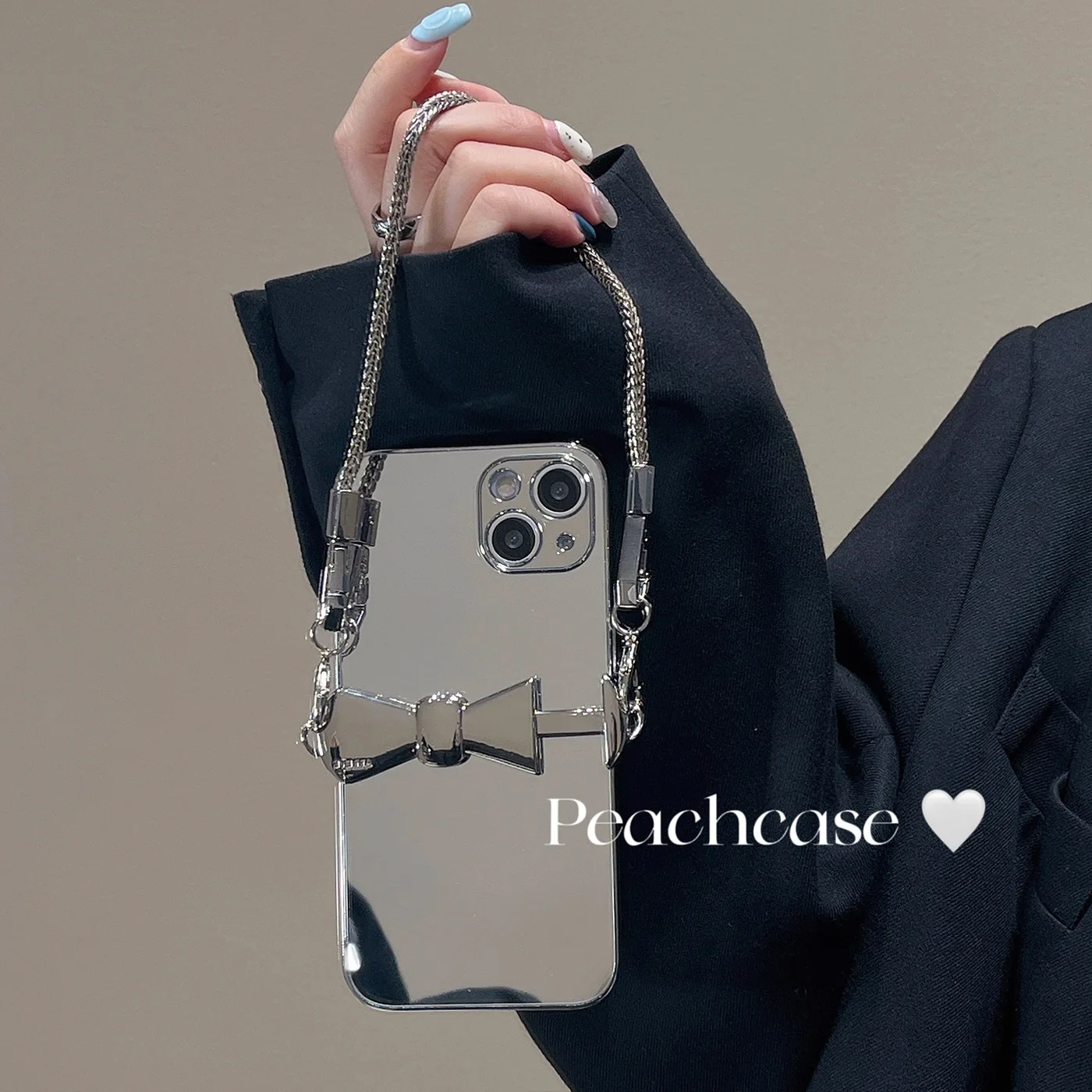 

Luxury Acrylic Makeup Mirror Phone Case For iPhone 13 11 Pro Max 12 Max Covers With Bracelet Crossbody Lanyard Case