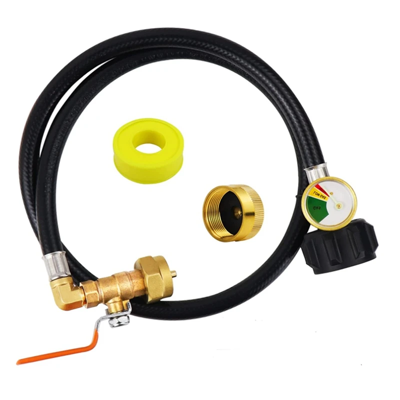 

Connect The Gas Hose With Gauge And ON/Off Control Valve For 1LB Propane Gastank