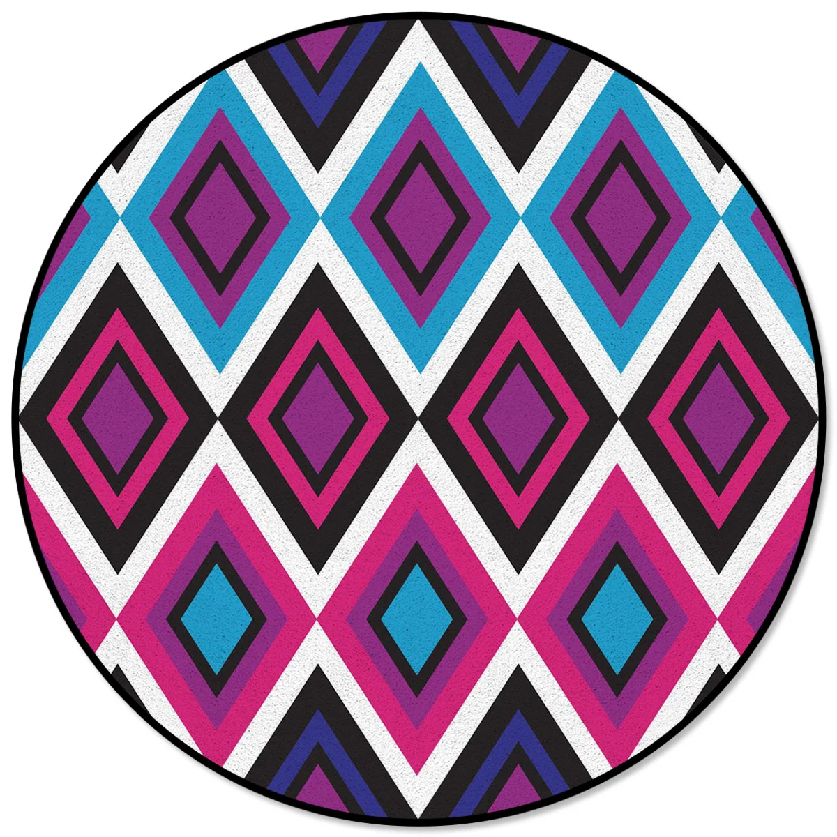 

Rhombus Colored Retro Round Carpet for Bedroom Modern Home Decoration Rug for Living Room Bathroom Outdoor Mat Circle Rug