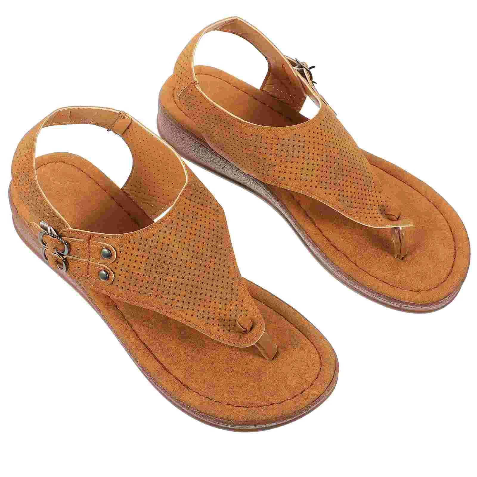 

Women Sandals Wedges Sandal S Wedge Flat Dressy Flip Flops Slippers Platform Womens Shoes Thong Beach Slipper Brown Summer Heel
