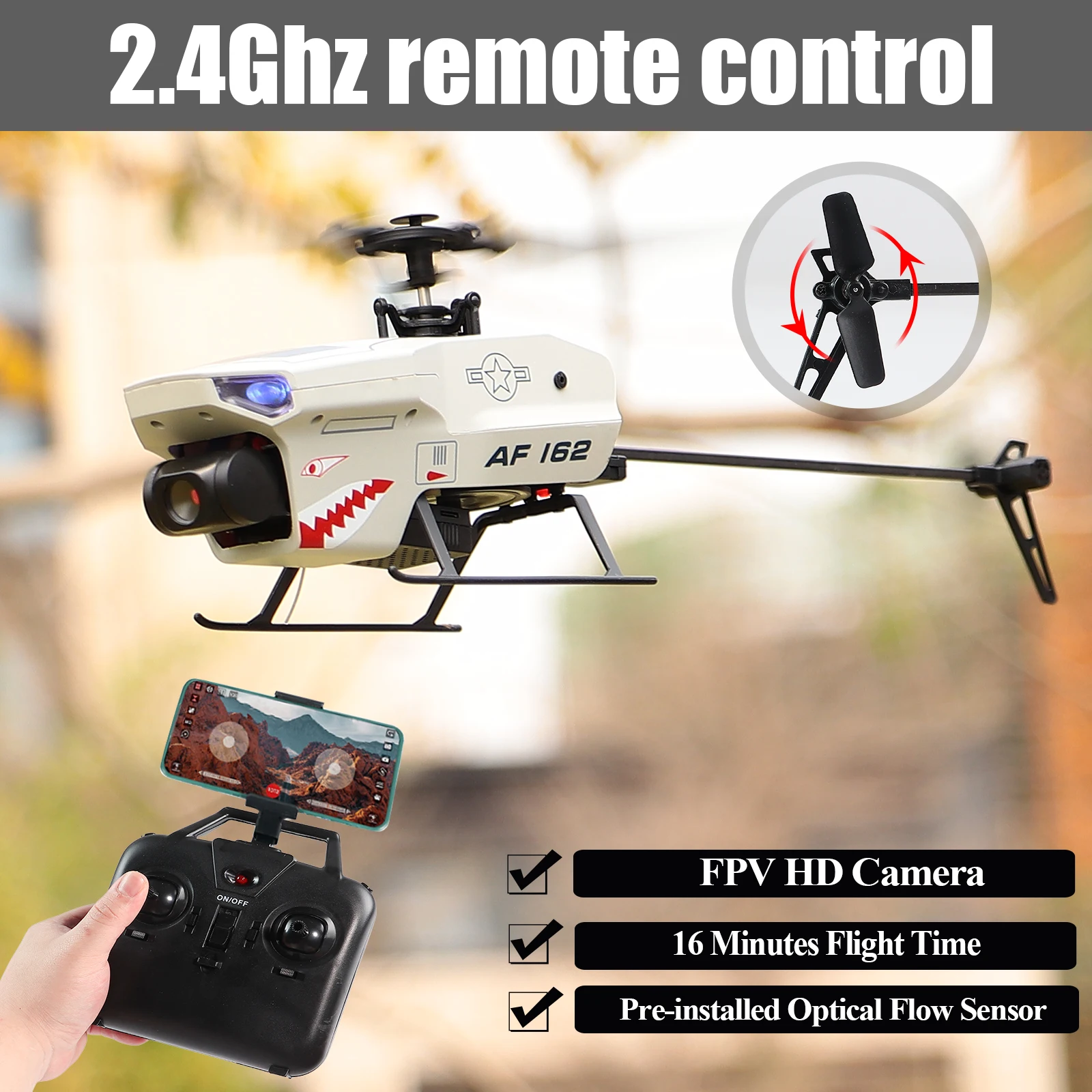 100 Size Gyro Stabilized RC Helicopter with WiFi FPV Camera 2.4G Remote Control Toys and Hobbies for Professional Beginner-RTF