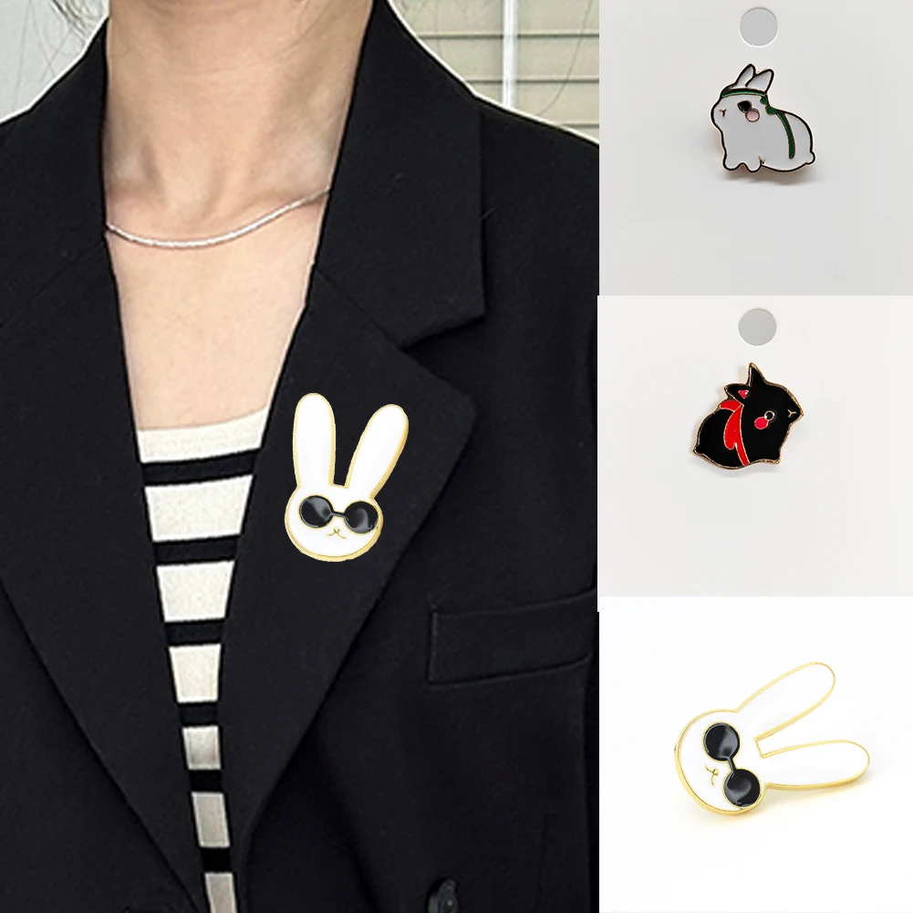 

The Untamed Rabbit Enamel Pin Cute Black White Bunny Animal Badges Brooches Bag Clothes Lapel Pin Jewelry Gift For Best Friends