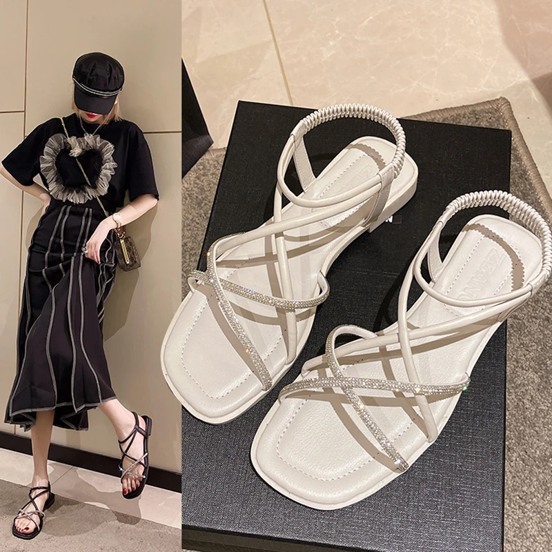 

Женские босоножки в римском стиле, без каблука, без каблука