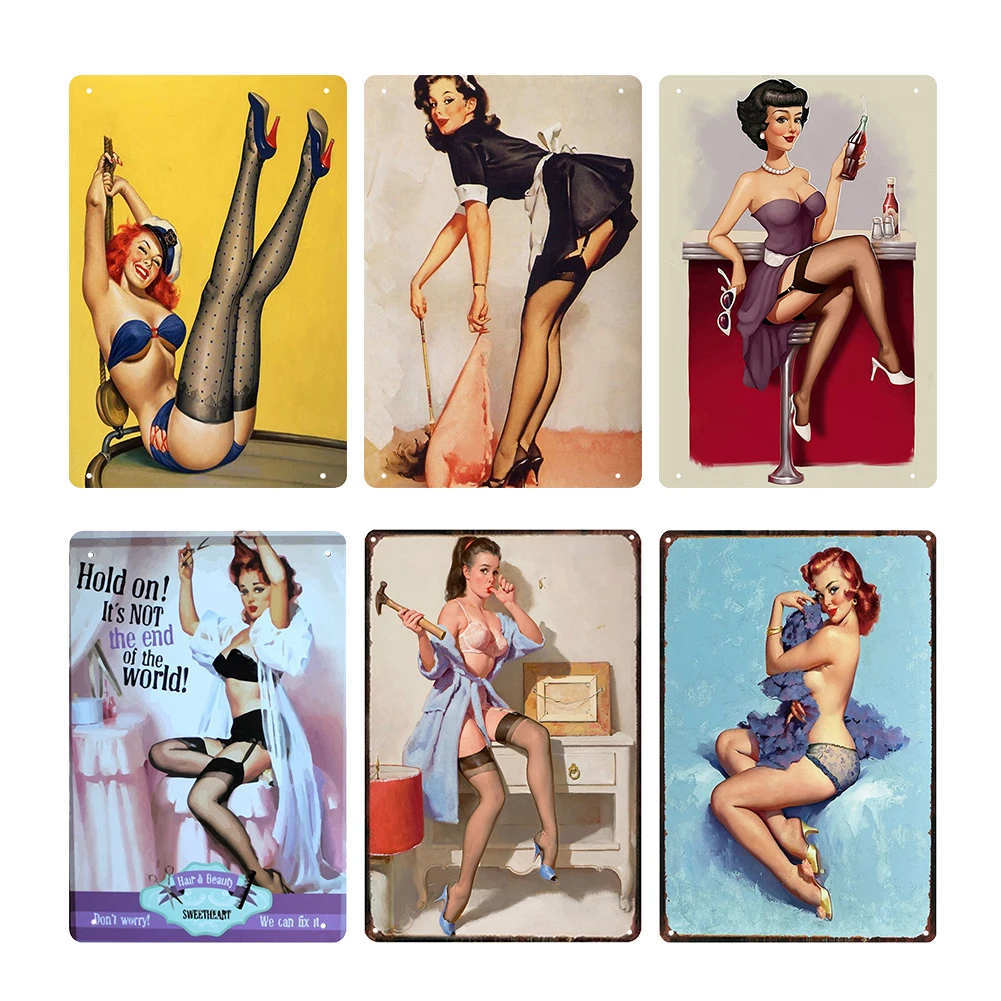 

Sexy Woman Rectangular Plaque Metal Painting Bedroom Decoration Weatherproof Signs Vintage Bar Home Art Poster