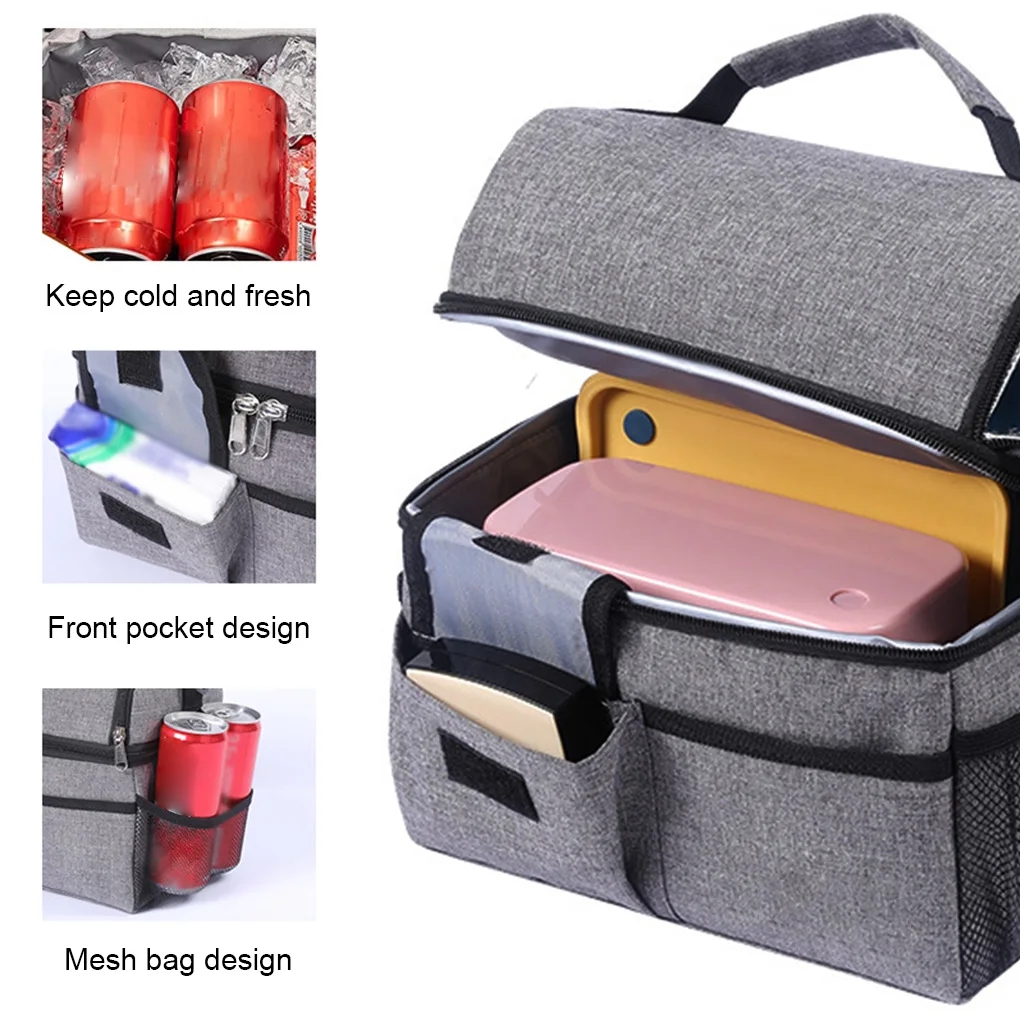 

Reusable Food Carrying Bag Thermal Insulation Cooler Double Layer Carrier Sack Large Capacity Tote Organizer Home Outdoor