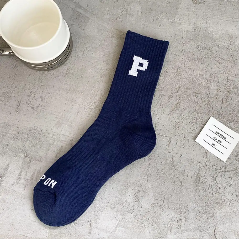 

1 Pair Stylish Unisex Socks Korean Sports Socks Moisture Absorption Thicken Alphabet Socks Daily Wear