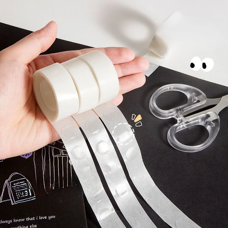 1/10 рулонов двухсторонних клейких точек съемная прозрачная клейкая лента для