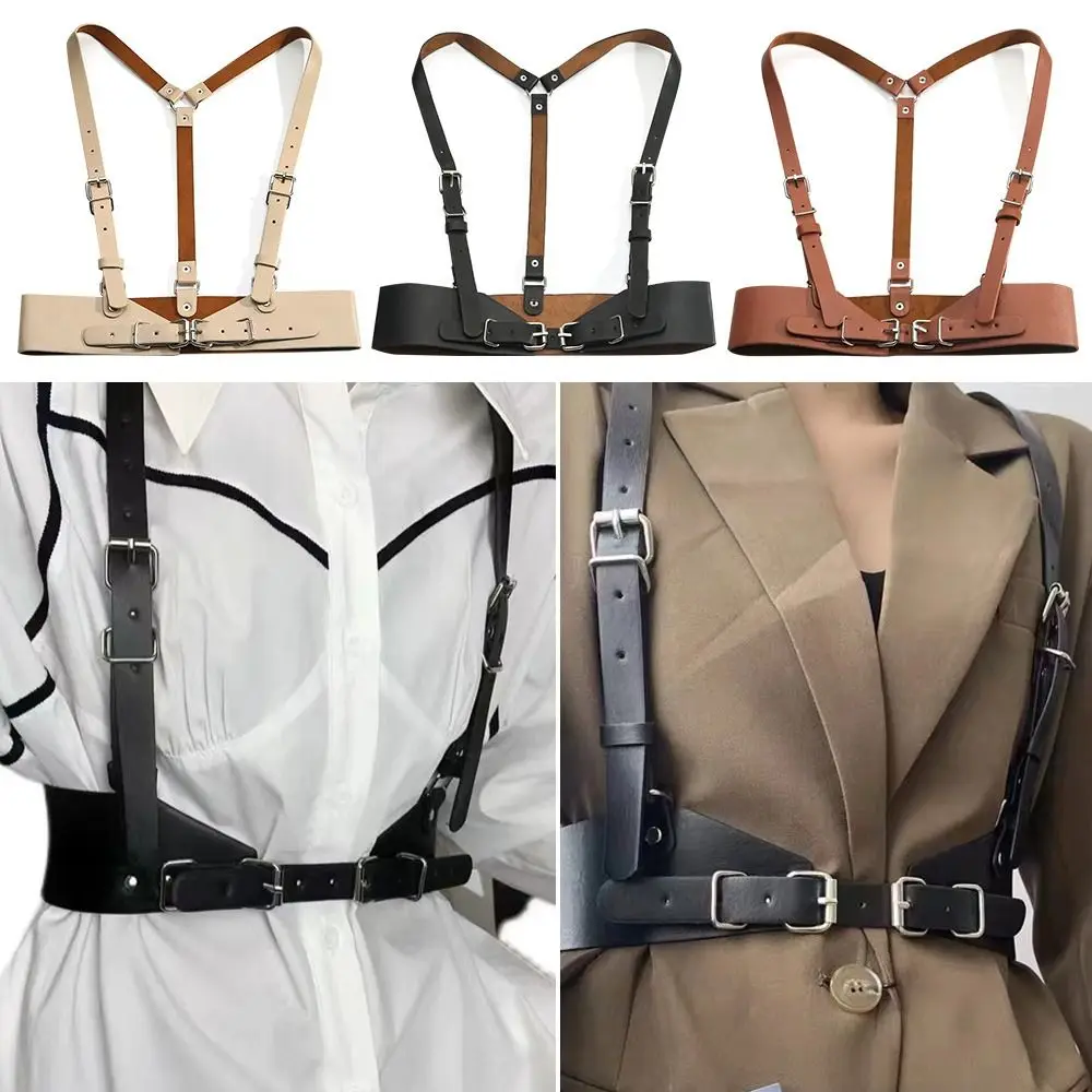 

Women Nightclub Ladies Elegant Leather Punk Waistband Gothic Harness Belt Cage Vest Body Strap Ladies Dress Cummerbands